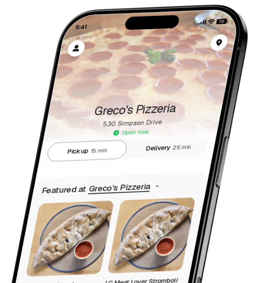 Greco's Pizzeria app preview