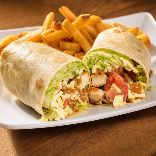 Honey Mustard Wrap with Fries.